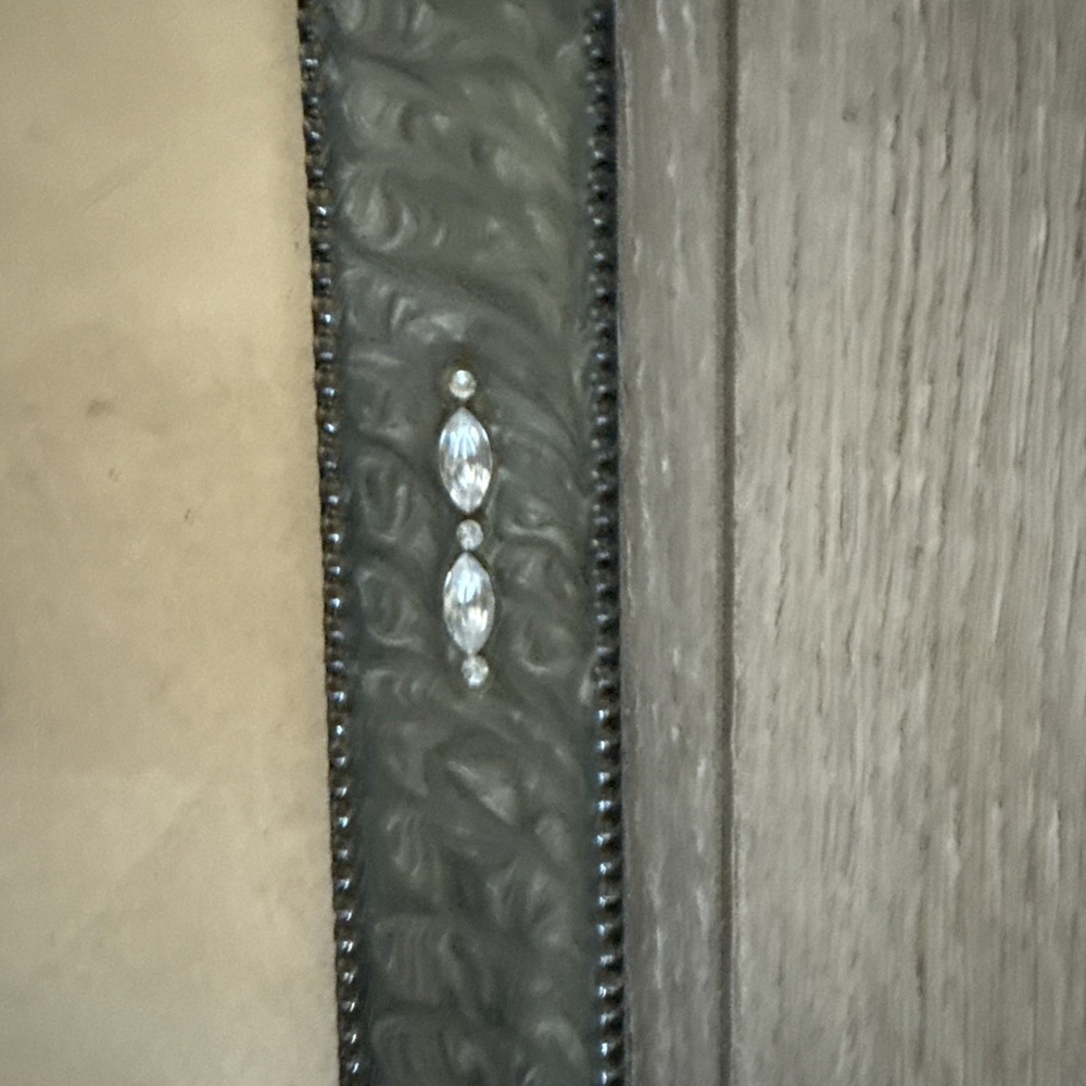 Green Marbled Enamel Art Deco Style‎ Frame with Rhinestone Accents 5x7 - Picture 4 of 6